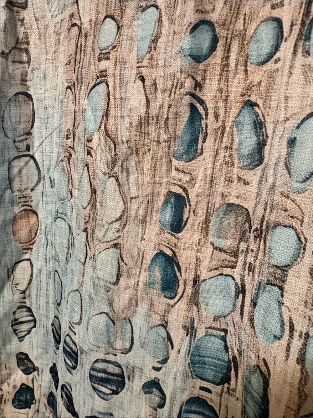 Light Blue and Beige Patterned Button-Front Womens Top #2336 - Picture 7 of 7